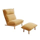 Bodensofa Lazy Sofa Balkon-Lounge-Sessel Einzelschlafzimmer Kleines Sofa Einfacher moderner Lounge-Sessel mit Tret-Holz-Baumwoll-Sofa-Stuhl Bodenstuhl (Color : Geel)