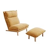 Bodensofa Lazy Sofa Balkon-Lounge-Sessel Einzelschlafzimmer Kleines Sofa Einfacher moderner Lounge-Sessel mit Tret-Holz-Baumwoll-Sofa-Stuhl Bodenstuhl (Color : Geel)