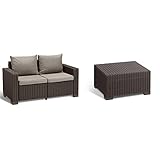 Keter Allibert by Gartenlounge Sofa California 2-Sitzer braun/warm Taupe & ''Allibert by California Gartentisch aus Kunststoff Beistelltisch für Garten