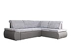 mb-moebel Ecksofa Sofa Eckcouch Couch mit Schlaffunktion und Bettkasten Ottomane L-Form Schlafsofa Bettsofa Polstergarnitur - Bonita (Ecksofa Rechts, Grau)