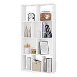 WOLTU Bücherregal mit 4 Ebenen, Regal mit 10 Fächern für Wohnzimmer Küche Büro, Standregal mit Kippschutz, als Raumteiler Aktenschrank DVD-Regal, 60x120x20 cm, aus Holzwerkstoff, weiß