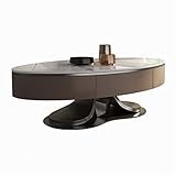 ARZARF Ovaler Couchtisch mit Schieferplatte, moderner Wohnzimmer Couchtisch mit Schubladen, stabiles Edelstahlgestell (Size : 110CM*70CM)