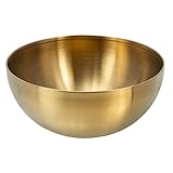 Operitacx Edelstahlschüsseln Suppe Müslischalen Große Kapazität Salatschüsseln Koreanische Suppe Reis Nudeln Ramen Schüssel Küche Lebensmittelbehälter Gold 15,2 cm
