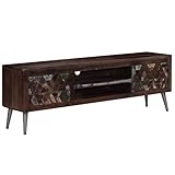 JUNZAI TV-Schrank, Fernsehtisch, Tv Lowboard, Fernsehschrank, Tv Bank, Tv Table, Tv Kommode, Altholz Massiv 140x30x45 cm