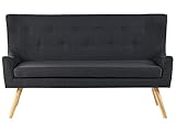 Beliani Modernes 2-Sitzer Küchensofa Polsterbezug schwarz Holzbeine Ohrensofa Skibby