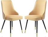 Küche Esszimmerstühle PU-Leder Esszimmerstuhl 2er Set Ergonomie Sitz Robuster Kohlenstoffstahl Metallbeine Küchentheke Lounge Wohnzimmer Empfangsstuhl (Color : Yellow)