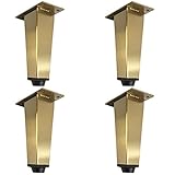 JUNZAI Moderne Möbelbeine, 4 konische Edelstahl-Goldmöbelfüße, schwere Sofabeine, verstellbare Tischfüße, quadratisches Profil, Schrank-/Kabinettbeine, Schrauben im Lieferumfang enthalten (