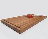 Schneidebrett Eiche mit Saftrinne Brotschneidbrett Küchenbrett Brotzeitbrett Arbeitsplatte Kochfeldabdeckung Backbrett Teigbrett Kuchenbrett (61,5cm x 32,5cm x 2,5cm)