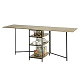 SoBuy FWT62-N klappbarer Esszimmertisch mit 3 Ablagen Klapptisch Küchentisch Holztisch Tisch Industrie-Design BHT ca.: 180x77x60cm