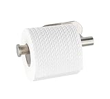 WENKO Toilettenpapierhalter Salve Edelstahl matt - ohne Bohren, Klebebefestigung, rostfrei, 17x8x5cm