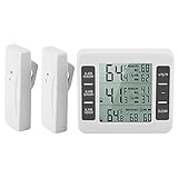 Kühlschrank-Thermometer, kabellos, digitales Kühlschrank-Gefrierschrank-Thermometer mit 2 Sensoren, max/min. Aufnahmefunktion und LCD-Display für Küche, Zuhause, Restaurant