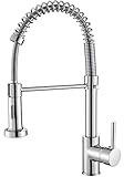 Cobbe Küchenarmatur, Spring Wasserhahn Küche mit Pull Down Sprüher Brause, 2 Sprühmodi High Arc Einhebel Pültisch Mischbatterie (Chrom)