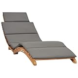 BULANED Klappbare Sonnenliege mit Dunkelgrauer Auflage, Gartenliege, Liegestuhl, Sonneninsel Outdoor, Sonnenstuhl, Gartenmöbel, Bäderliege, Relaxliege, Terrasse,Massivholz Teak
