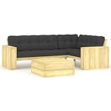 INLIFE 2-TLG. Garten-Lounge-Set mit Kissen Kiefernholz Imprägniert,151.42kg,3065771