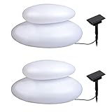 Dapo 2x große LED-Solar-Außen-Garten-Leuchte-Lampe DUO 34,5x39x31cm,16 LEDs warmweiß, IP44, Boden-Balkon-Terrassen-Treppen-Party-Dekorations-Stimmungs-Leuchte-Lampe (2er Set)