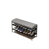 Fußhocker Schuhschrank Eingangsschuhregal mit Sitz 3 Etagen Aufbewahrungsschrank Metallbank for Schlafzimmer Wohnzimmer Dekorative Möbel Eingangsschuhbänke (Color : C, Size : 60cm)