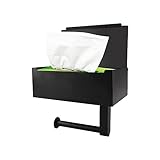 Toilettenpapierhalter Ohne Bohren, DoDuo Klopapierhalter mit Feuchttücherbox Schwarz Wandmontiert Klorollenhalter Edelstahl Halterung für Küche und Bad