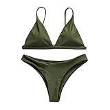 JUTOO Bikini Damen, Musselin Hose Damen Bikini Set Push Up Luftmatratze Schwangerschaft Women Solid Bikini-Up Pad Swimwear Bathing Beachwear Set BH Rückenfrei Tiefer Ausschnitt Bikini (XL, Grün)