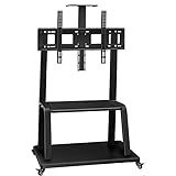 TV-Bodenhalter aus Edelstahl für 70u2014120-Zoll-Fernseher, freitragender TV-Bodenständer auf Rollen, Rollen bis zu 225 kg, neigbar, höhenverstellbar, max. VESA 1200 x 600 mm Good