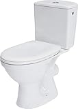 VBChome Stand- WC Toilette Keramik Komplett -Design- Set mit Spülkasten WC- Sitz aus Polypropylen für waagerechten Abgang Wasseranschluss