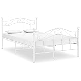 vidaXL Bett mit Lattenrost Metallbett Bettgestell Doppelbett Schlafzimmerbett Ehebett Bettrahmen Schlafzimmermöbel Weiß Metall 120x200cm