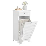 SoBuy BZR73-W Wäscheschrank mit ausklappbarem Wäschesäcken Wäschesack Wäschetruhe Wäschesammler Wäschetruhe Wäschekorb Badschrank Badmöbel Weiß BHT ca.: 40x90x38cm