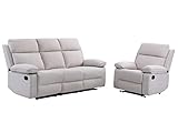 Vente-unique - Relaxsofa 3-Sitzer & Relaxsessel - Stoff - Beige - Lana