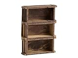 Woodkings® Wandregal Ziegelform 3er Altholz Wandderoration Aufbewahrungsbox Backsteinform rustikal mit Metallbeschlägen Holzbox Wandboard Shabby Geschenkidee Regal Gewürzregal