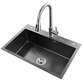 Küchenspülen Nano Black Sink, 304 Edelstahl, verdickte Spüle, (Farbe: Schwarz, Größe: 50 * 45 cm)