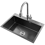 Küchenspülen Nano Black Sink, 304 Edelstahl, verdickte Spüle, (Farbe: Schwarz, Größe: 50 * 45 cm)