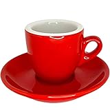 Espresso Tasse extra Dickwandig, Mokkatasse, Kaffeetasse, Italienisches Design, Rot innen Weiß, Sonderanfertigung, Porzellan, Gastroqualität, 56 ml