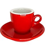 Espresso Tasse extra Dickwandig, Mokkatasse, Kaffeetasse, Italienisches Design, Rot innen Weiß, Sonderanfertigung, Porzellan, Gastroqualität, 56 ml