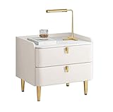 Nachttisch Nachtkommode Einfacher Nachttisch Massivholz-Nachttisch Mit Schubladenaufbewahrung Rockboard-Nachttisch Leder-Nachttische Für Schlafzimmer Nachtschrank Nachtkästchen ( Color : C-white )