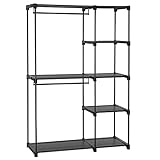 SONGMICS Offener Schrank, freistehender Kleiderschrank, vertikales Regal, Kleiderstange mit Kleiderstangen, Ankleidezimmer, Schlafzimmer, 43 x 112 x 165 cm, Schwarz RYG24BK