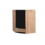 Vicco Eckhängeschrank Küchenschrank Küchenmöbel Fame-Line Eiche Schwarz 57 cm modern Hochglanz