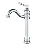 kisimixer Wasserhahn Bad Hoch 360° drehbar Hoch Waschtischarmatur,Einzelgriff WasserhäHne Bad Waschtischarmatur füR Bad, Chrom