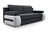 mb-moebel Modernes Sofa Schlafsofa Kippsofa mit Schlaffunktion Klappsofa Bettfunktion mit Bettkasten Couchgarnitur Couch Sofagarnitur 3er LEVIN01 (Grau)