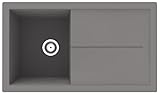 respekta Mineralitespüle in Grau / 1 Becken Einbauspüle in 86 x 50 cm/Spülbecken geeignet für Unterschränke ab 50 cm Breite