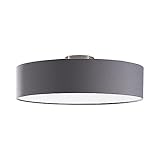 Lindby LED Textil Deckenleuchte rund 50 cm, 3x 11W LED Leuchtmittel (austauschbar), Deckenlampe Stoff grau, Wohnzimmerleuchte