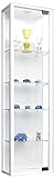 VCM 911786 Vitrine Wandvitrine Sammelvitrine Glasvitrine Wand Regal Schrank Glas Hängevitrine ohne Beleuchtung Weiß Stano Mini,115 x 33 x 18 cm