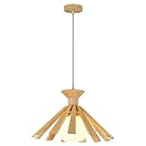 OUSIKA Starke, langlebige E27-Hängelampe aus japanischem Weißglas, moderne Einfachheit, Holz, Deckenpendelleuchte, Restaurant, Pendelleuchte for Besprechungszimmer, Loft, Gastfamilie, Wohnzimmer, Deko