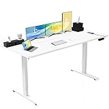 Homall 180x80 cm Höhenverstellbarer Elektrisch Schreibtisch mit Ladebuchsen, Stufenlos Höhenverstellbarer Tisch mit Vierteilige Tischplatte, Ergonomischer Computertisch für Office mit Memory Funktion