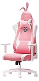 AutoFull Pink Rosa Gaming Stuhl Bürostuh Chefsessel PU-Leder Ergonomische Computer Stühle mit Kopfstütze und Kissen (DREI Jahre Garantie)