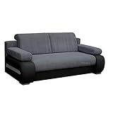 mb-moebel Couch mit Schlaffunktion Sofa Schlafsofa Wohnzimmercouch Bettsofa Ausziehbar - York (Dunkelgrau + Schwarz)