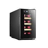 Kleiner Elektronischer Weinkabinett (8 Flaschen), Inländischer Desktop-Weinkühlschrank, Unabhängiger Weinkeller Mit Glastür, 8-18 ° C/LED/Keine Vibration,A