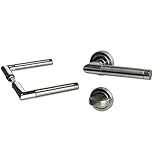 Alpertec 88020110 Edelstahl Türbeschlag PZ 2farbig Rosetten für Wohnungseingangstüren Türklinke Türdrücker Türgriffe & 28020130AZ Edelstahl Türbeschlag WC 2farbig Rosetten für Badtüren