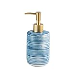HASMI Flüssigseifenspender Keramische Seifenspender nachfüllbarer flüssiger Lotionspender-Flasche for Küchen- oder Badezimmer-Arbeitsplatten (blaues Rosa grau) Pumpseifenspender (Color : A)