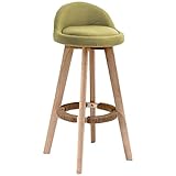 HWSY 360° drehbarer Barhocker aus Massivholz, moderner Stuhl, Baumwolle, Leinen, Sitzkissen und handgefertigter Hanfseil-Fußhocker (Größe: 60 cm, Farbe: Gelb) Interesting