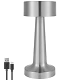 HOKITCH Tischlampe Kabellos Led Tischleuchte kabellos 3 Lichtfarben Tragbar USB Nachttischlampe 1800mAh Akku betrieben für Schlafzimmer Arbeit, Bar, Restaurant Ostern Dekoration (Silber C)