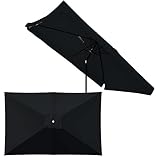 Plerile 3m * 2m Terrassenschirm Ersatzdach, 6 Rippen Outdoor Sonnenschirm Ersatztuch, Ersatz-Baldachin Für Terrasse Hinterhof Garten Ampelschirm (Color : Schwarz, Size : 10 * 6.5ft (3m*2m))